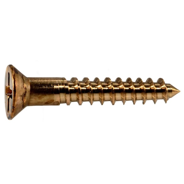 Midwest Fastener Wood Screw, #8, 1 in, Bronze Steel Flat Head Phillips Drive, 6 PK 931148 - main